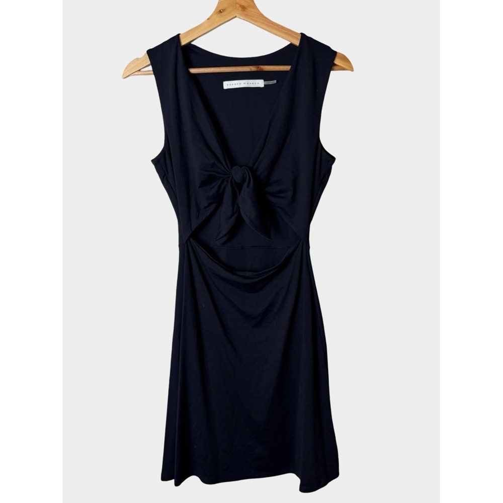 Susana Monaco Navy Mini Dress Cutout Knot Front Medium Dark Coquette Minimalist - Picture 2 of 8